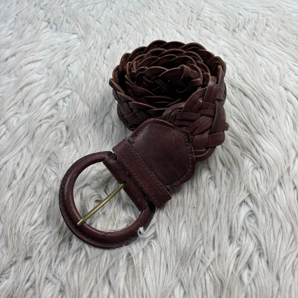 Vintage Y2K Abercrombie & Fitch XS S Brown Chunky Woven Belt Boho Western Preppy